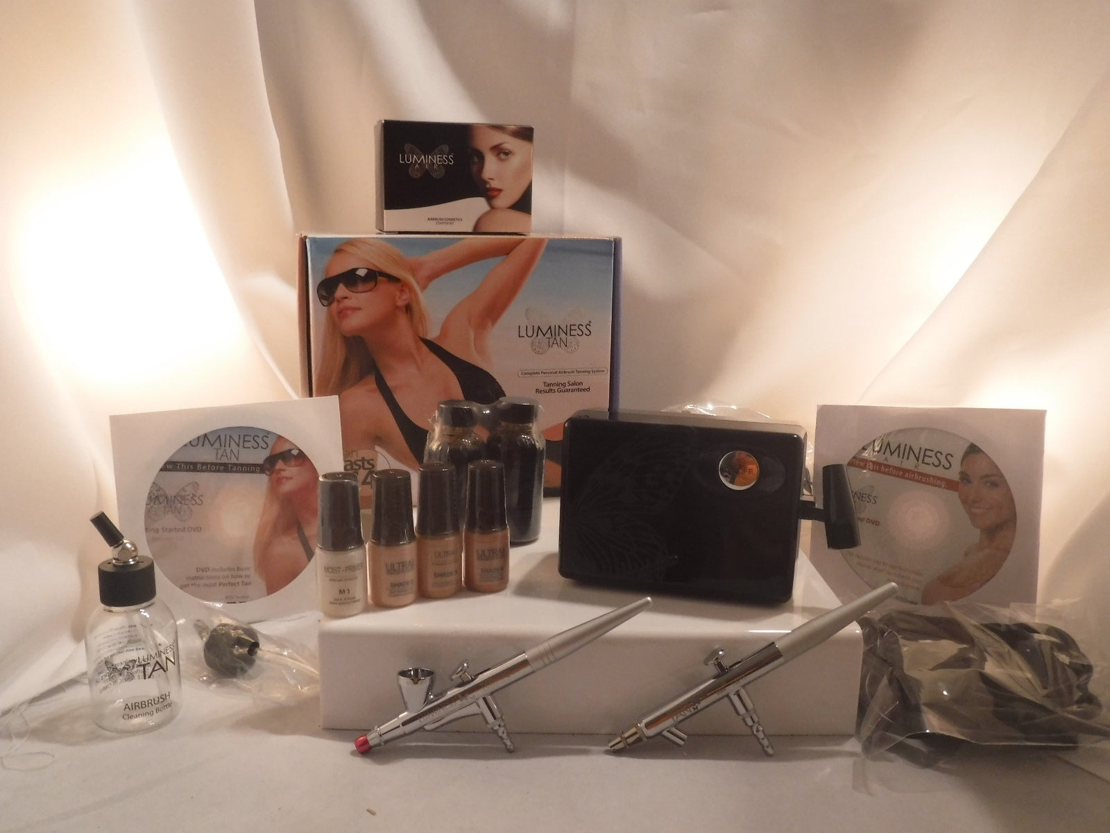 Luminess Air Airbrush System Tanning & Makeup No Drip Pink Tip Stylus Fair Combo