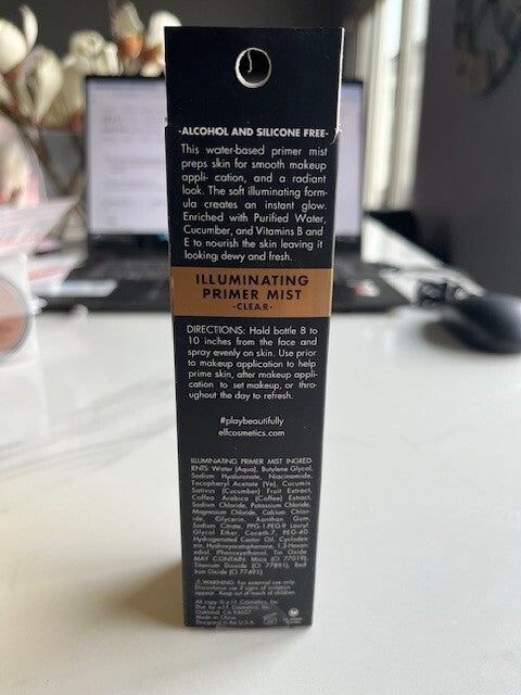 e.l.f. Cosmetics illuminating Primer Mist Clear, Smooth Makeup, Preps Skin NIB