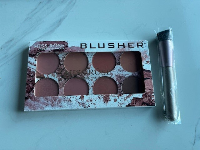 Miss Rose 8 Colors Blush Palette Natural Matte Long Lasting Makeup w/ Brush NEW