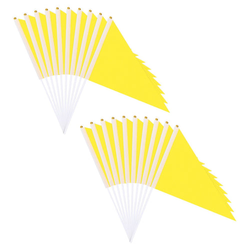 40 Pack Solid Color Blank Hand Held Flags Yellow Flags 8x12" Polyester Triangle