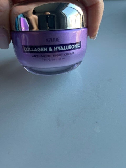 Azure Collagen & Hyaluronic Anti-Aging Night Cream Vegan Skin Cream 1.69 oz NIB