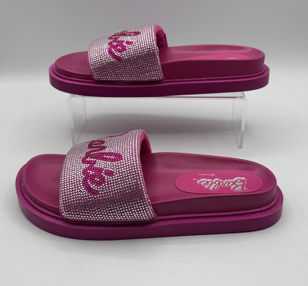 Barbie Pink Rhinestone Platform Sandals, Size 7.5, Slip-on style, Casual, NEW