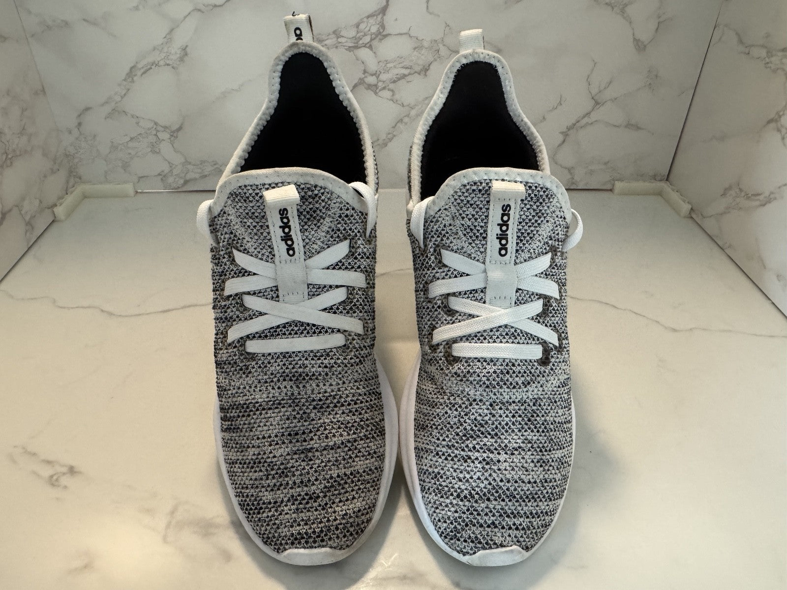 Adidas Cloudfoam Pure Comfort Running Shoe White & Black, Womens Size 6, Pre-own