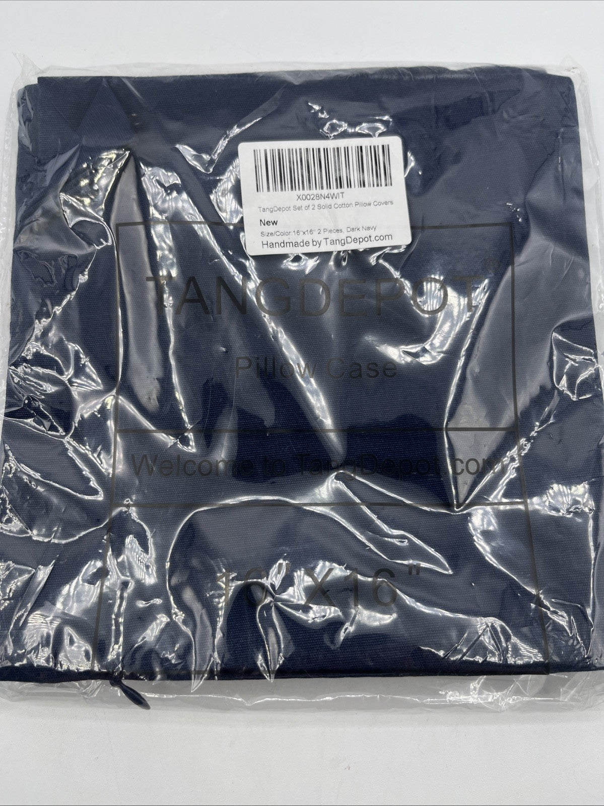 2 pk. Tangdepot Pillow Case 16”x 16” Solid Cotton Pillow Covers Navy Blue, NEW