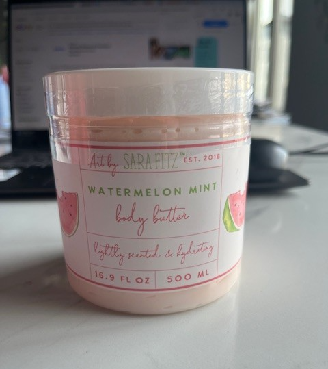 ART BY SARA FITZ  Watermelon Mint Body Butter, LIGHTLY Scented 16.9 oz SEALED