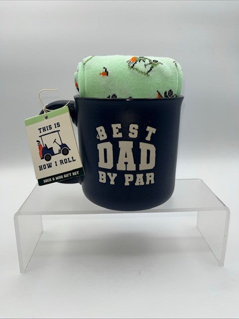 Eccolo Father's Day Mug w/ Golf Themed Socks, Coffee Mug, Sock Sz. 10-13, NEW