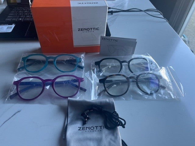New ZENOTTIC Anti Blue Light +1.50 Eye-wear Fashion Glasses (Set of 4) NIB New