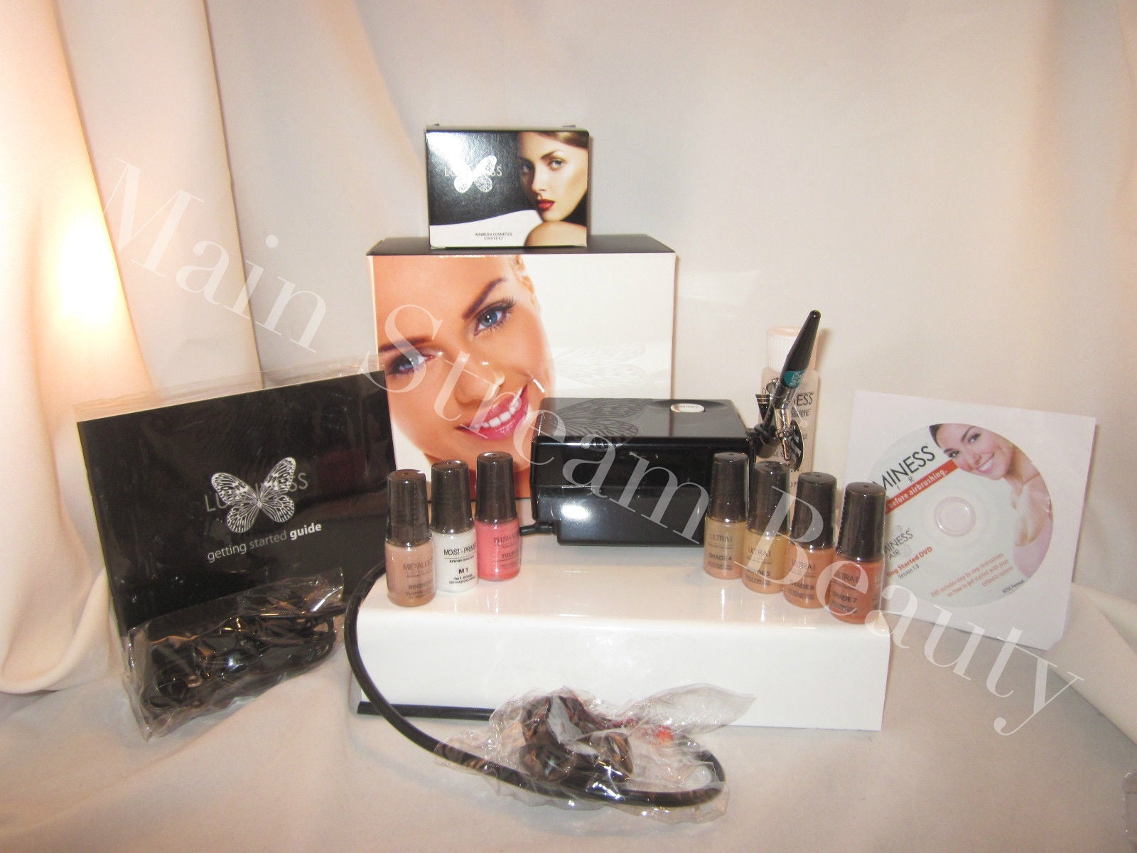 Luminess Air Airbrush Black System PRO 3 Speed&Pink Tip No Drip Stylus 7pc Dark 