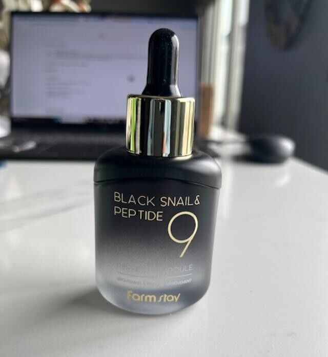 FarmStay KOREAN Black Snail & Peptide9 PERFECT AMPOULE Deep Replenishing Mucin
