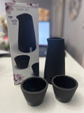 Magisso Naturally Cooling Ceramic Sake Set 3pc. Black- write w/ Chalk 13.5oz New