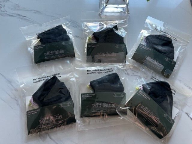 6 pk Wild Fable Adult Reusable Face Masks lot of 12 black and light blue colors