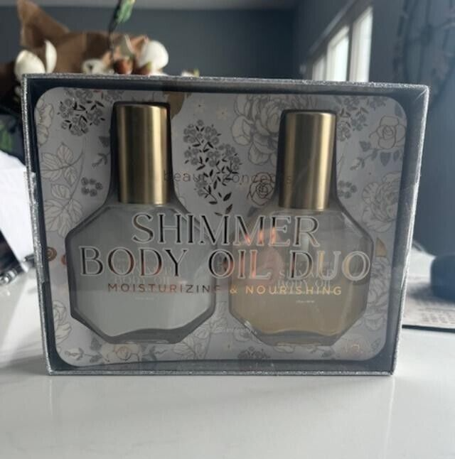 Beauty Concepts Shimmer Body Oil Moisturizing & Nourishing 2 Pcs Set Glow NIB