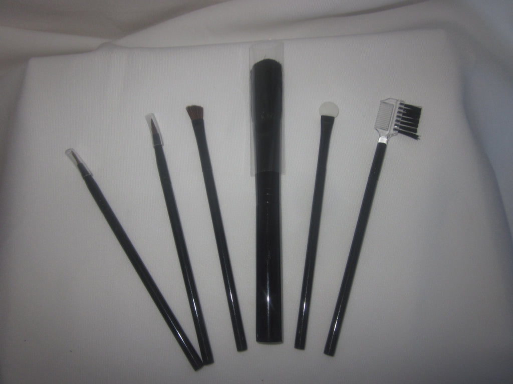 New 6-Piece Makeup/Cosmetics Black Brush Starter Set Travel Brush Pouch,FreeShip