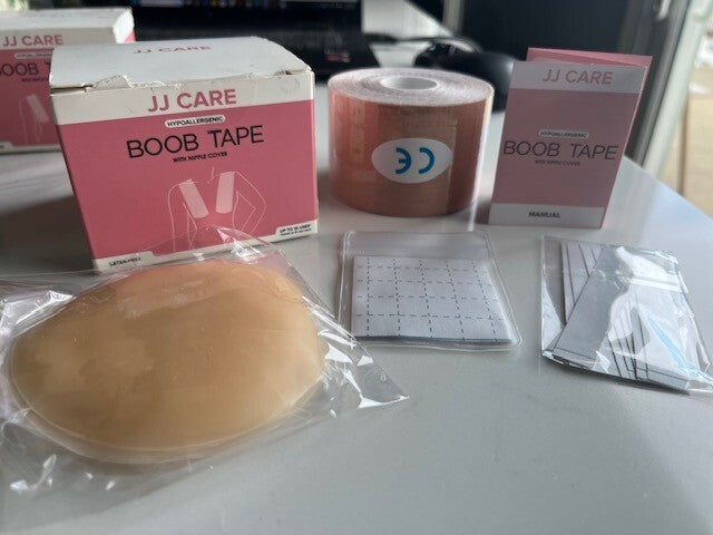 JJ Care Boob Tape with Nipple Cover- Hypoallergenic, Latex-free, 10 USES, NEW