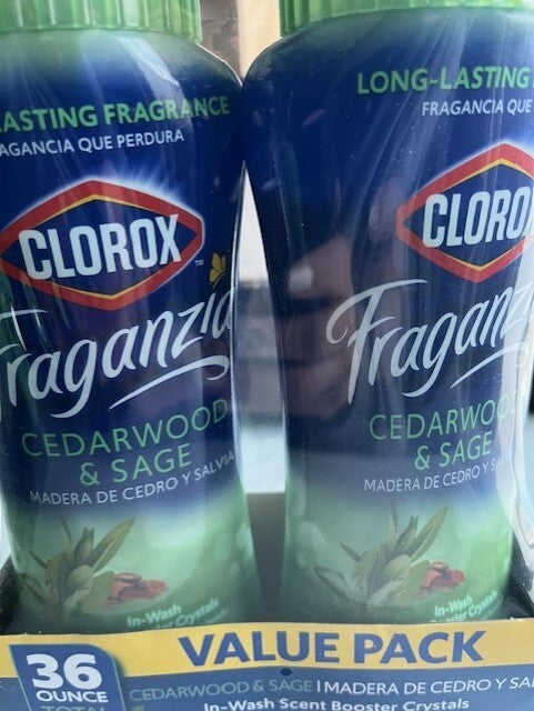 Clorox Fraganzia In Wash Scent Boost Crystals CEDARWOOD & SAGE Scent 36oz 2 Pack