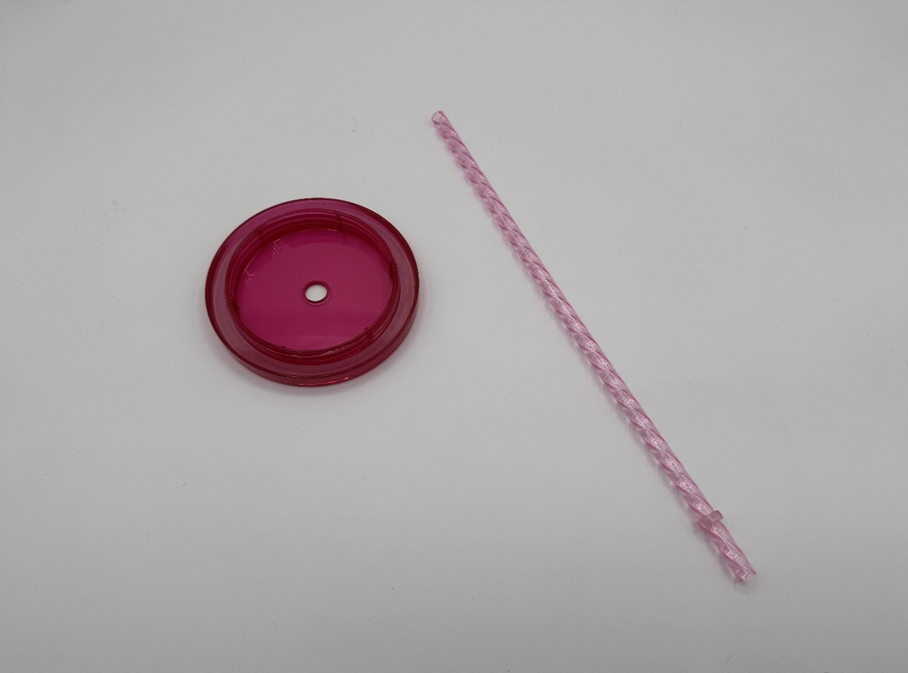 Pink Red White Purple 24 oz Tumbler, See Through w/ New Straw, Pre-owned, Excell
