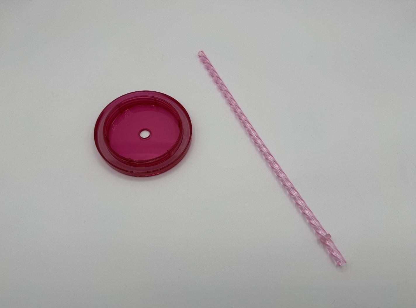 Pink Red White Purple 24 oz Tumbler, See Through w/ New Straw, Pre-owned, Excell