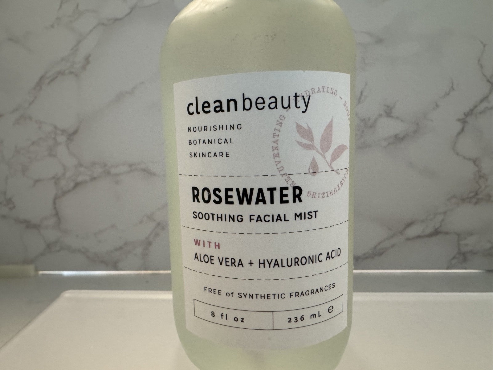 Clean Beauty Rosewater Aloe & Hyaluronic Acid Deep Soothing Facial Mist 8oz