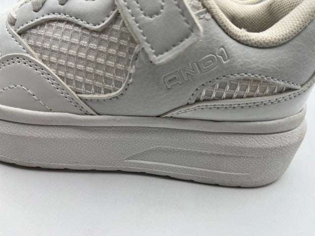 AND1 White Platform Court Big Girls Sneakers Shoes Size 13 Kids, White, Pre-own