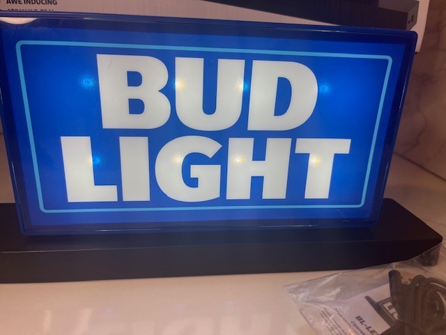 Bud Light LED Lightbox 12" x 2.5"Micro USB Power Man Cave Game Room Bar Gift NIB