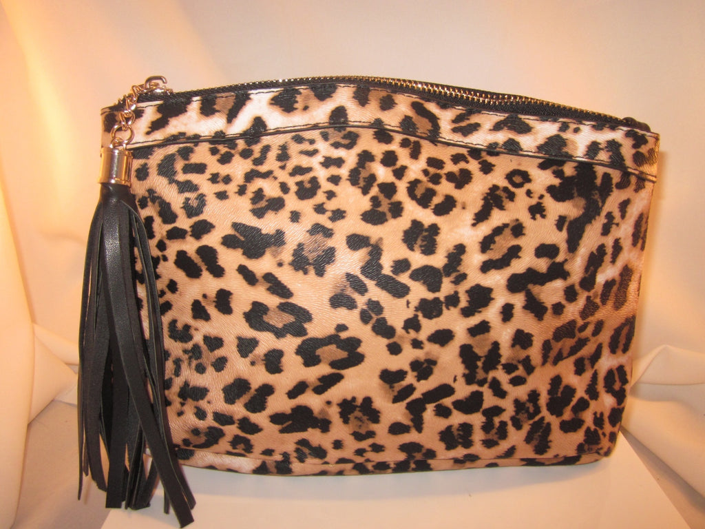 Luminess Air 11x7 Leopard Print Canvas Coated Pouch Makeup Foundation Travel bag