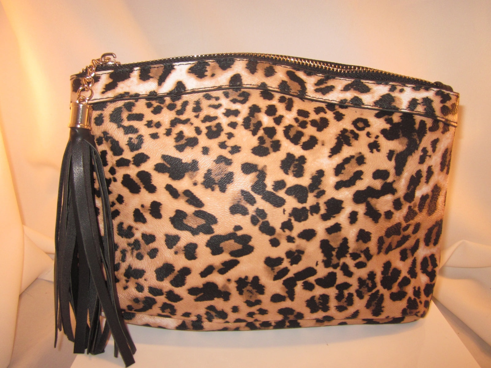 Luminess Air 11x7 Leopard Print Canvas Coated Pouch Makeup Foundation Travel bag