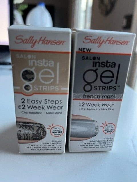 Sally Hansen Salon Insta Gel Strips Gel Manicure Starter Kit w/2 Gel Strips NIB
