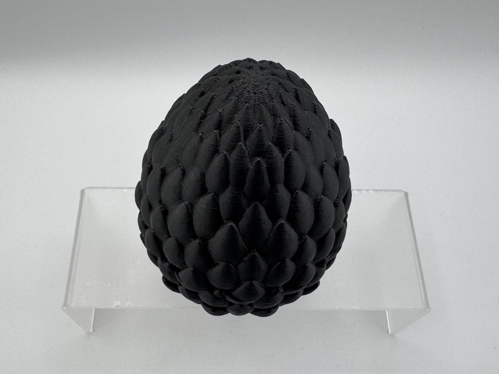 3D Printed Dragon Egg Large 6" Scale Texture Articulated Fly Dragon Inside Black