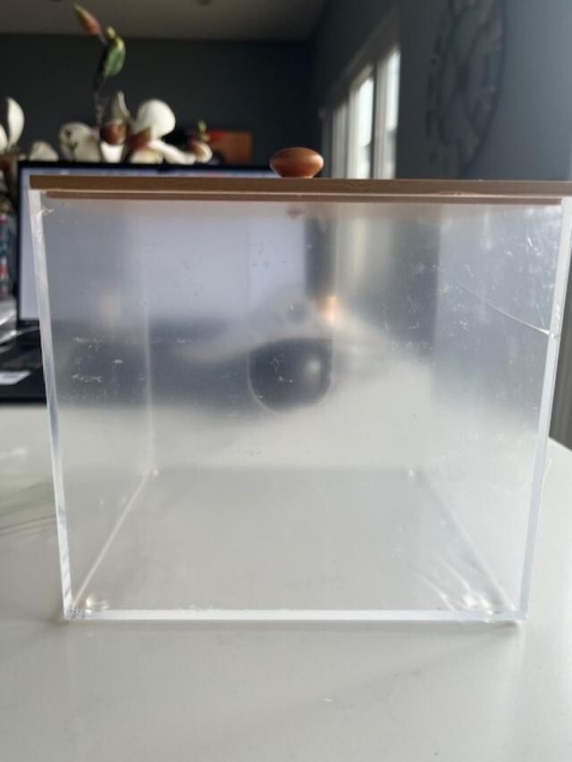 Disposable Face Towel Storage Box with Bamboo Lid XL Acrylic Container- READ