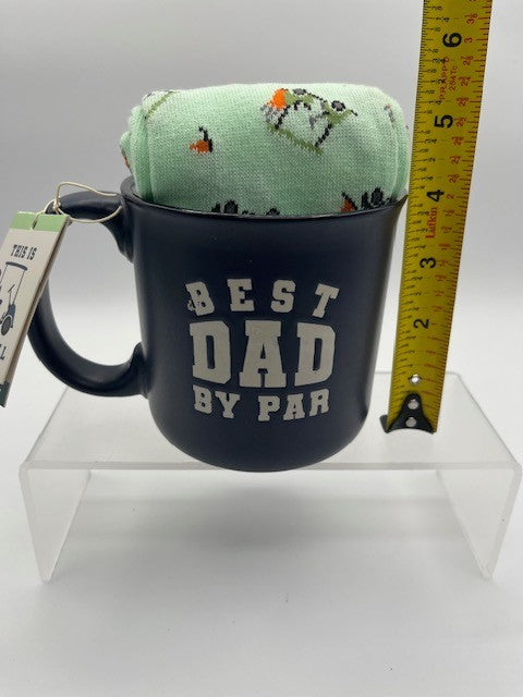 Eccolo Father's Day Mug w/ Golf Themed Socks, Coffee Mug, Sock Sz. 10-13, NEW