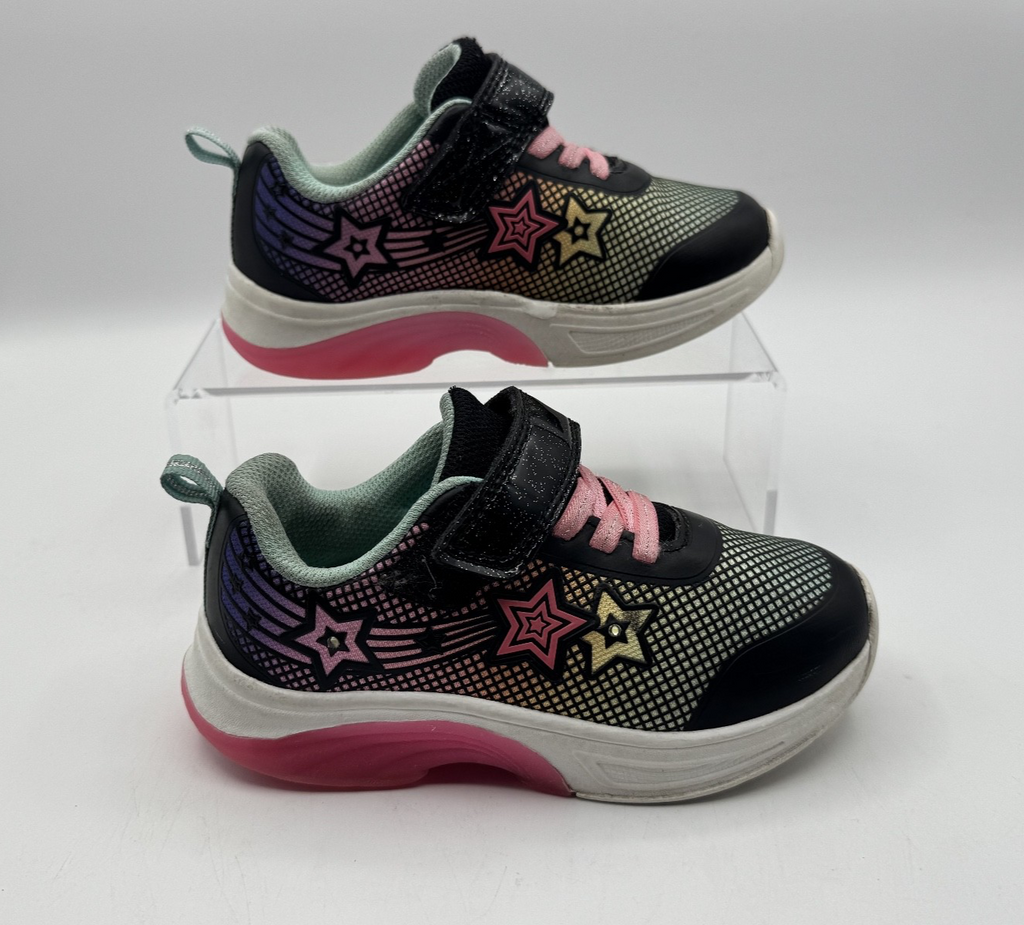 Athletic Works Toddler Girl Star Light Up Sneakers Size 9 with lights, Pre-owned
