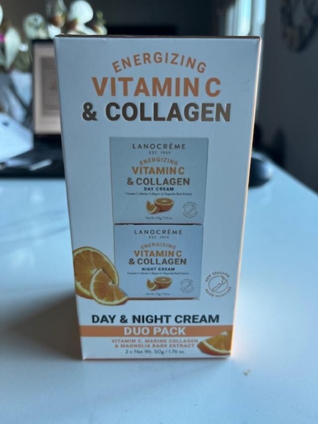 Lanocreme Energizing Vitamin C & Collagen Day & Night Cream Set 1.76oz EXP 2027