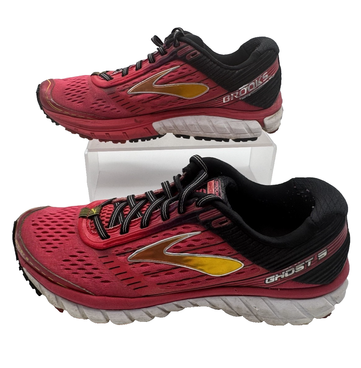 Brooks Ghost 9 Women's Size 8.5 Running Shoes Pink Red Black, Pre-owned