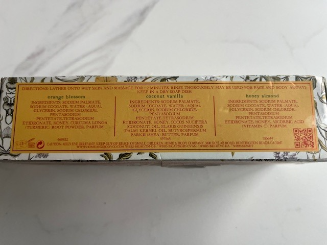 Well Body Co. Orange Blossom, Coconut Vanilla,Honey Almond Bar Soap Trio 5oz ea.