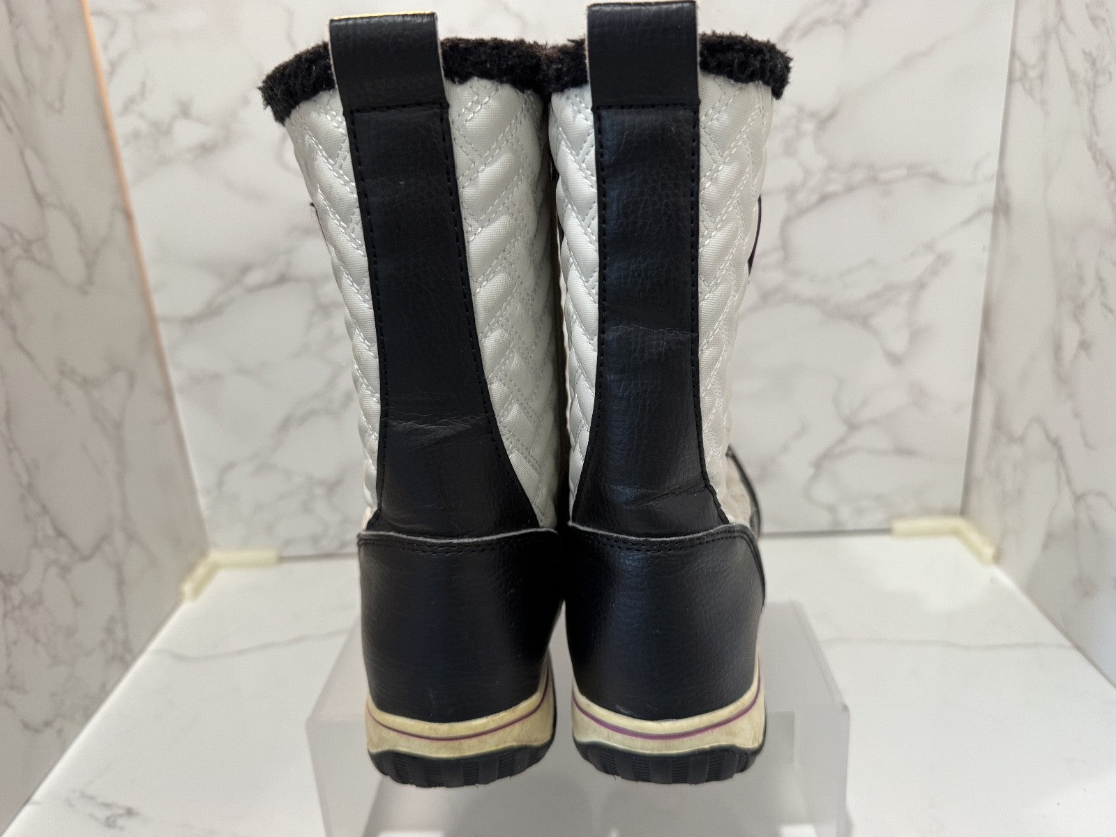 Totes Kids Snow Boots Girls Makenzie Black & White Size 6,Winter Boots,Pre-owned