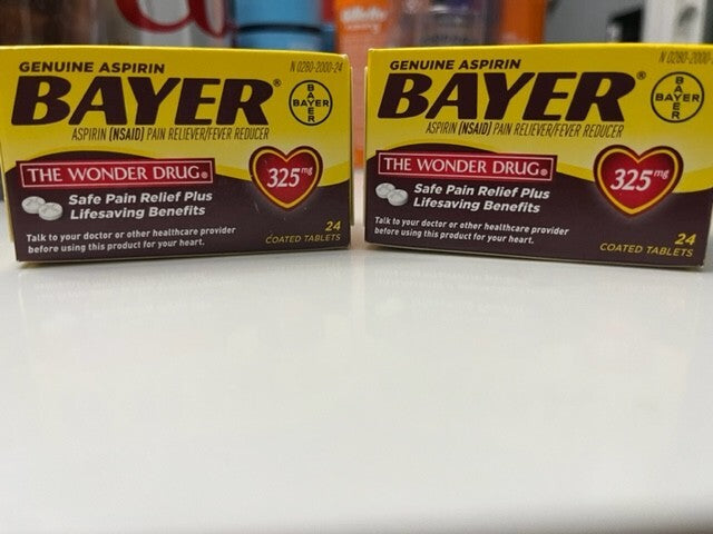 2 Box Bayer Genuine Aspirin Pain Reliever Fever Reducer 24 Tab 325mg