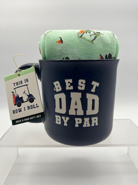Eccolo Father's Day Mug w/ Golf Themed Socks, Coffee Mug, Sock Sz. 10-13, NEW