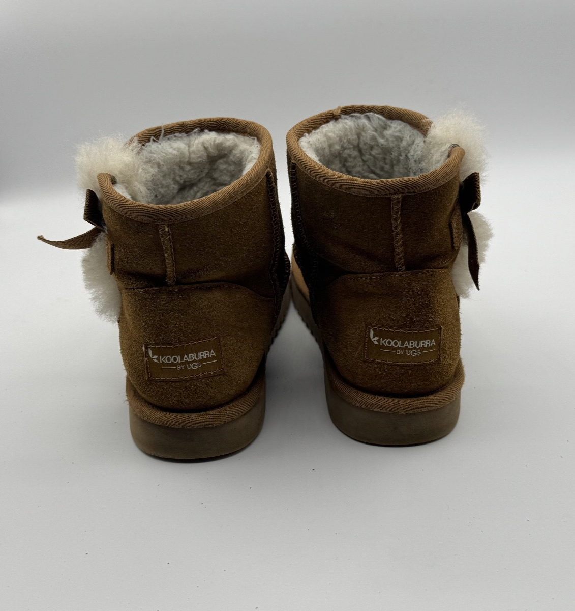 Koolaburra by UGG Brown Suede Ankl Bowtie Bootie Fur Lined Size 6