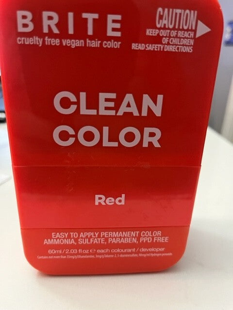 Brite  C0ruelty Free Clean Color Vegan Permanent Hair Color RED NEW