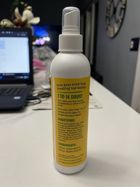 Bloomingtails  No Chew Bitter Apple Spray 8 oz. Natural Formula, No Paraben