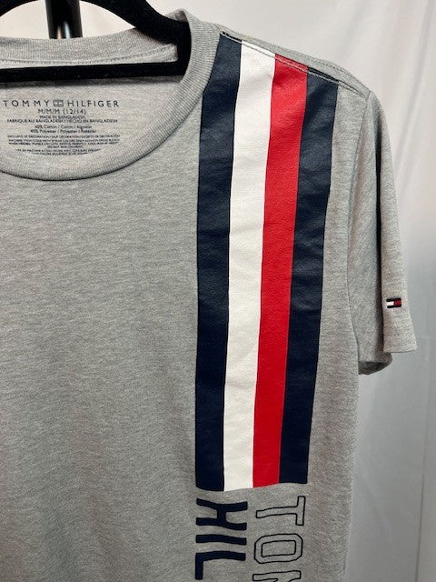 Youth Boys Tommy Hilfiger Cotton T-Shirt Size Medium 12/14 Gray Pre-owned