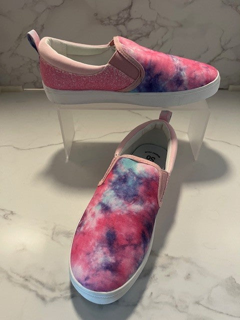 SO Youth Girl's Artic Slip on Comfort Walking Shoes Pastel/Tie Dye Sz 5, NWT