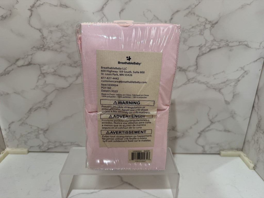 BreathableBaby All-in-One Fitted Sheet & Waterproof Cover Light Pink 2 Pack New
