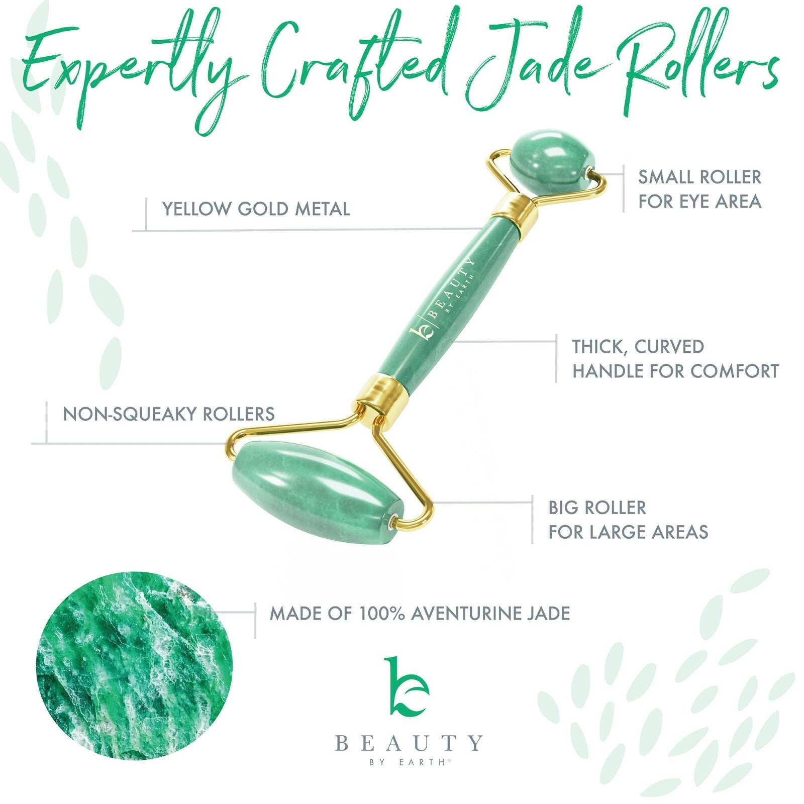 Jade Roller by My Inspirations Double-Ended Skin Beautification Tool NIB