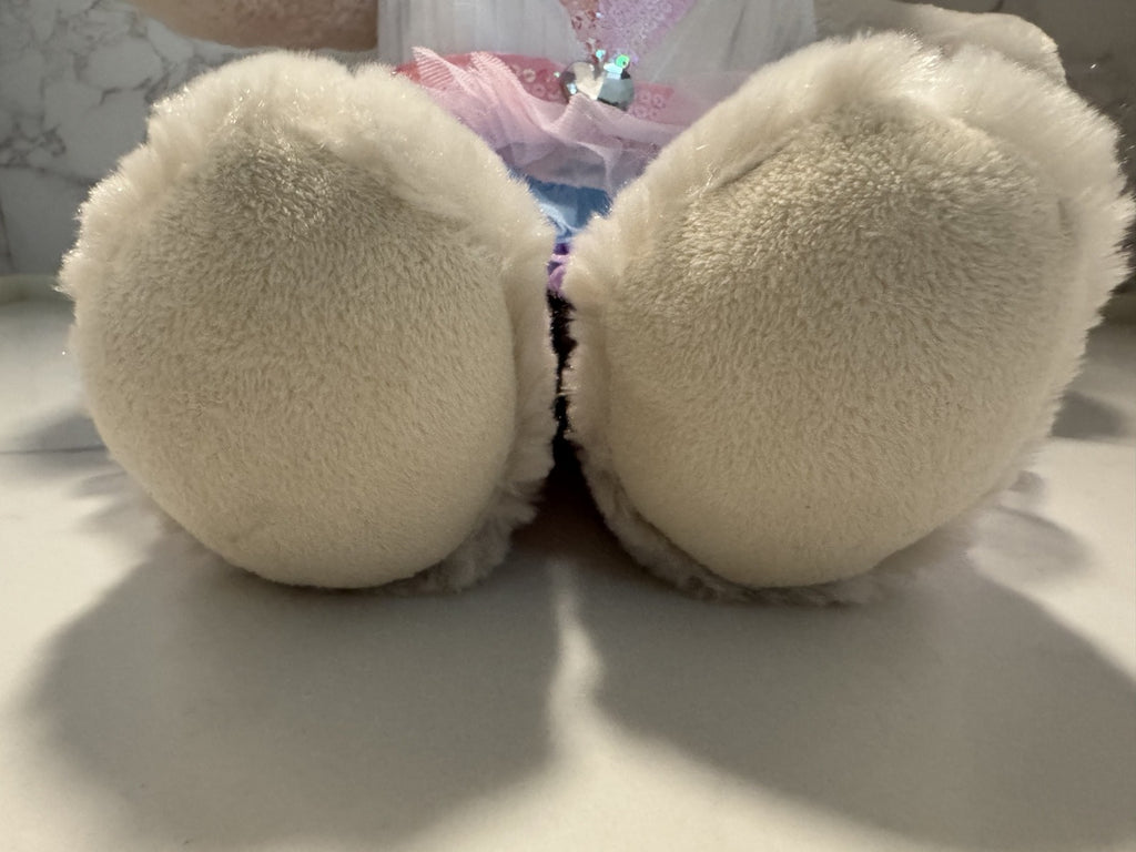 Build-a-Bear 14" White Cream Teddy Bear Brown Nose Plush, MultiColor Dress Pre-o