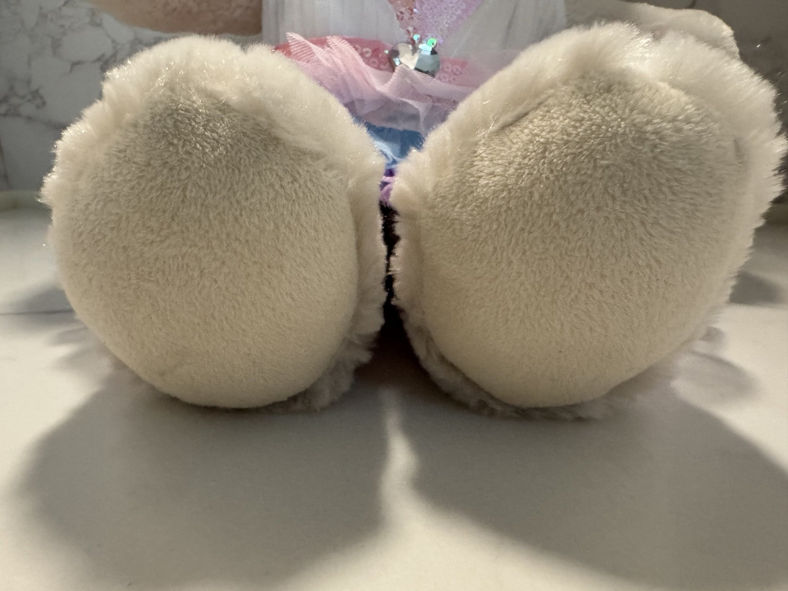 Build-a-Bear 14" White Cream Teddy Bear Brown Nose Plush, MultiColor Dress Pre-o