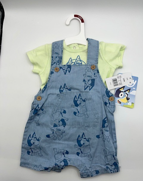 2 pc. -Shorts overall By Disney Bluey Outfit Baby 3 to 6m, Brand New- NWT