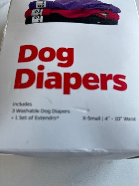 Pet Parents Washable Dog Diapers & Extenders 3pk Princess-Purple, Pink, Black XS