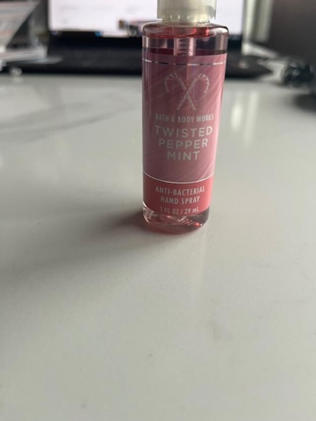 Bath and Body Works Travel Size TWISTED PEPPERMINT hand cream & Bacterial Spray