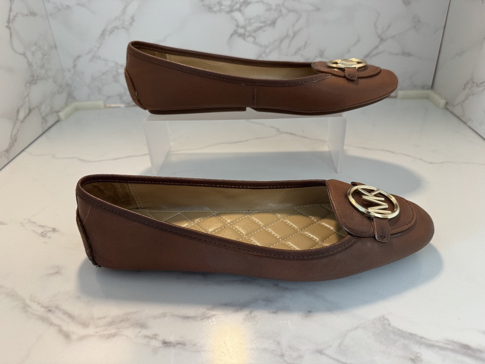 MICHAEL KORS Lillie Moccasin Luggage Brown Flats Ballet Shoes Women's 9.5